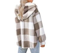 Women's Oversized Sherpa Jacket - Fuzzy Fleece Hooded Outerwear with Full Zip for Fall and Winter Comfort