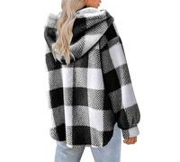 Women's Oversized Sherpa Jacket - Fuzzy Fleece Hooded Outerwear with Full Zip for Fall and Winter Comfort
