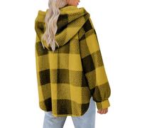 Womens Oversized Sherpa Jacket Fuzzy Fleece Jacket Botton Up Outerwear Sweater Coat with Hood