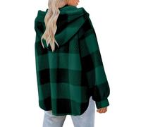 Womens Oversized Sherpa Jacket Fuzzy Fleece Jacket Botton Up Outerwear Sweater Coat with Hood