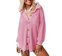 Womens Oversized Waffle Knit Cardigan Sweater Long Sleeve Button Down Casual Fall Winter Loose Fit Pullover Tops with Pocket Brown Style