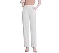 Womens Pants Reinvent Seniors' EleganceGlamorease Drape High Rise Pull-On Stretch Pants (Beige,XXL)