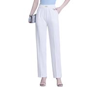 Womens Pants Reinvent Seniors' EleganceGlamorease Drape High Rise Pull-On Stretch Pants (White,XXL)