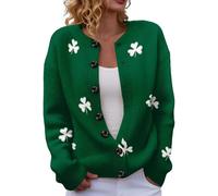 Women's Pink Heart Knit Cardigan Casual Loose Fit Sweater for Fall and Winter