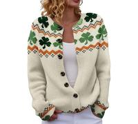 Women's Pink Heart Knit Cardigan Casual Loose Fit Sweater for Fall and Winter