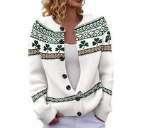 Women's Pink Heart Knit Cardigan Casual Loose Fit Sweater for Fall and Winter