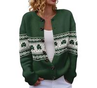 Women's Pink Heart Knit Cardigan Casual Loose Fit Sweater for Fall and Winter