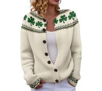 Women's Pink Heart Knit Cardigan Casual Loose Fit Sweater for Fall and Winter