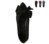 Women's Plaid Bow Ballet Flat Shoes - Non-Slip Rubber Sole Slip-On Loafers, Cute & Comfortable Casual Flats for Everyday Wear (Black,42)