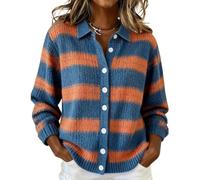 Women's Plaid Print Casual Cotton Buttoned Cardigan Sweater,Plaid Knitted Cropped Long Sleeve Autumn Winter Top for Women (FR/ES, Letras, M, Regular, Regular, Color D)