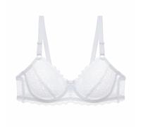 Women's Plain Pattern Hollow Underwear Sexy Lace Bra, White, 38C(Red,46C)