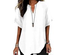 Women's Plain Short Sleeve Blouse, Casual Solid Color Top for Daily Wear, Ladies Clothes for All Seasons V Neck (#5,5XL)