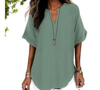 Women's Plain Short Sleeve Blouse, Casual Solid Color Top for Daily Wear, Ladies Clothes for All Seasons V Neck (#10,5XL)