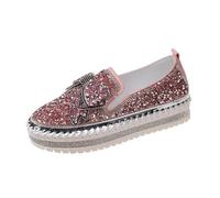 Womens Platform Loafers Comfortable Pointed Toe Wide Fit Slip On Chunky Heel Walking Shoes Breathable Non Slip Boat Shoes Lightweight Formal Orthopedic Moccasin For Work Business Office