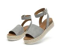 Women's Platform Open Toe Buckle Ankle Strap Sandals Casual Faux Leather Dressy Elegant Flats Comfortable Summer Shoes Women Fashion Strappy Sandals (Gray,38)