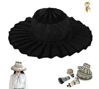 Women's Pleated Foldable Sun Hat,Wide Brim Casual Outdoor Hats Straw,Summer Reversible Travel Durable Beach Pleated Straw Cap (L)