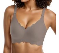 Women's Plus Size Comfortable Seamless Wirefree Bra Jelly Design Gathered Support Versatile Loungewear for All Seasons, Black, XXL(Gray,S)