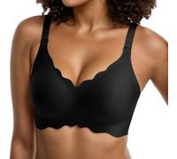 Women's Plus Size Comfortable Seamless Wirefree Bra Jelly Design Gathered Support Versatile Loungewear for All Seasons, Black, XXL(Black,L)