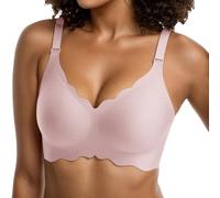 Women's Plus Size Comfortable Seamless Wirefree Bra Jelly Design Gathered Support Versatile Loungewear for All Seasons, Black, XXL(Pink,L)