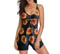 Women's Plus Size Print Tankini Set with Straps Two Piece Swimsuit Beachwear Push Beach Dress Swimwears Tankinis, Green, 3XL(Yellow,5XL)