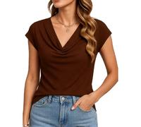 Women's Plus Size Summer V Neck T Shirt with Ruffle Short Sleeves Casual Striped Loose Fit Blouse Top for Daily Wear Comfortable Soft Fabric Grey