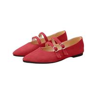 Women's Point Toe Ballet Flats,Slip On Buckle Strap Ladies Ballerina Shoes,Soft Anti-Slip Sole Ballet Pumps for Work Driving Daily Wear,Mary Jane Loafers