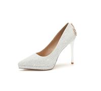 Women's Pointed Toe High Heels Pumps Fashion Bridesmaid Bridal Wedding Shoes Sexy Wedding Evening Party High Heels(Silver,36 EU)