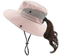 Women's Ponytail Sun Hat Uv Protection Foldable Mesh Wide Brim Beach Fishing Hat