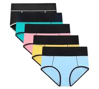 Women'S Postpartum Cotton Knickers Teenage Girls Heavy Flow Menstrual Panty Leak Proof Period Panties Sporty Underwear Breathable Briefs Pack Of 5 Multicolor L