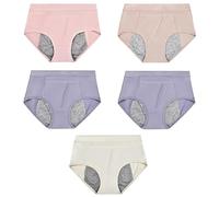 Women'S Postpartum Underwear Sporty Period Pants Heavy Flow Extra Protection Menstrual Briefs For Teenage Girls First Starter Kit Breathable Knickers Comfy Panty Pack Of 5 Multicolor M