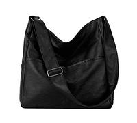 Women's PU Fashion Casual Car Sewing Solid Tone Tote, Shoulder & Crossbody Bags(Black)