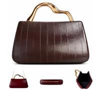 Womens PU Leather Dressy Clutch Purses, Solid Color Formal Handbags for Wedding Prom Nights Cocktail Parties Events (Brown)