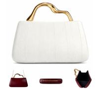 Womens PU Leather Dressy Clutch Purses, Solid Color Formal Handbags for Wedding Prom Nights Cocktail Parties Events (White)