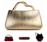 Womens PU Leather Dressy Clutch Purses, Solid Color Formal Handbags for Wedding Prom Nights Cocktail Parties Events (Gold)