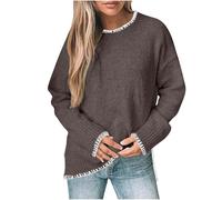 Womens Pullover Sweaters Long Sleeve Crew Neck Casual Loose Sweaters Comfy Warm Sweater for Ladies Fall Outdoor