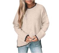 Womens Pullover Sweaters Long Sleeve Crew Neck Casual Loose Sweaters Comfy Warm Sweater for Ladies Fall Outdoor