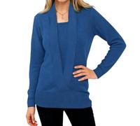 Women's Pullovers Sweater, Cozy Deep V-Neck Long-Sleeved Fake Two-Piece Sweater, Solid Color Cropped Knitted Jumpers
