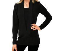 Women's Pullovers Sweater, Cozy Deep V-Neck Long-Sleeved Fake Two-Piece Sweater, Solid Color Cropped Knitted Jumpers