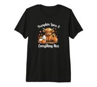 Womens Pumpkin Spice & Everything Nice Highland Cow Lover Camiseta Premium