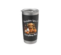 Womens Pumpkin Spice & Everything Nice Highland Cow Lover Vaso térmico de acero inoxidable de doble pared