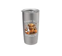 Womens Pumpkin Spice & Everything Nice Highland Cow Lover Vaso térmico de acero inoxidable de doble pared