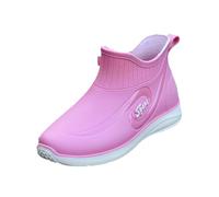 Women's Rain Water Shoes Top Rubber Shoes Casual and Fashionable All Outdoor Work Fishing Car Washing Kitchen Non Overshoes Rain Sneaker Damen Schuhe 39, Rosa., 39 EU