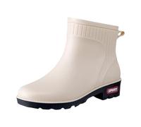 Women's Rain Water Shoes Top Rubber Shoes Casual and Fashionable All Outdoor Work Fishing Car Washing Kitchen Non Overshoes Rain Business Zapatos Mujer Sin Tacón, beige, 38 EU