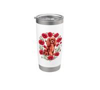 Womens Red Poppies Ruby Cavalier King Charles Spaniel Lover Vaso térmico de acero inoxidable de doble pared