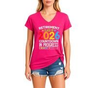 Women's Retirement Class of 2026 Countdown V Neck T Shirt Funny Graphic tee Soft Cotton Short Sleeve Top for Future Retiree Gift Celebration Party Outfit Yellow Style