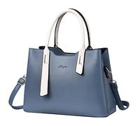 Women's Retro Shoulder Tote Leather Bag Fashion Handbags Ladies Purse Satchel(Blue)