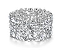Women's Rhinestone Crystal Wedding Bridal Art Deco Stunning Stretch Bracelet