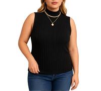 Women's Ribbed Knit Sleeveless Mock Neck Top Solid Color Stretchy Muscle Tank Blouse Casual Summer Basic tee for Work Party Daily Wear