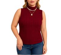 Women's Ribbed Knit Sleeveless Mock Neck Top Solid Color Stretchy Muscle Tank Blouse Casual Summer Basic tee for Work Party Daily Wear