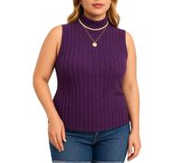Women's Ribbed Knit Sleeveless Mock Neck Top Solid Color Stretchy Muscle Tank Blouse Casual Summer Basic tee for Work Party Daily Wear